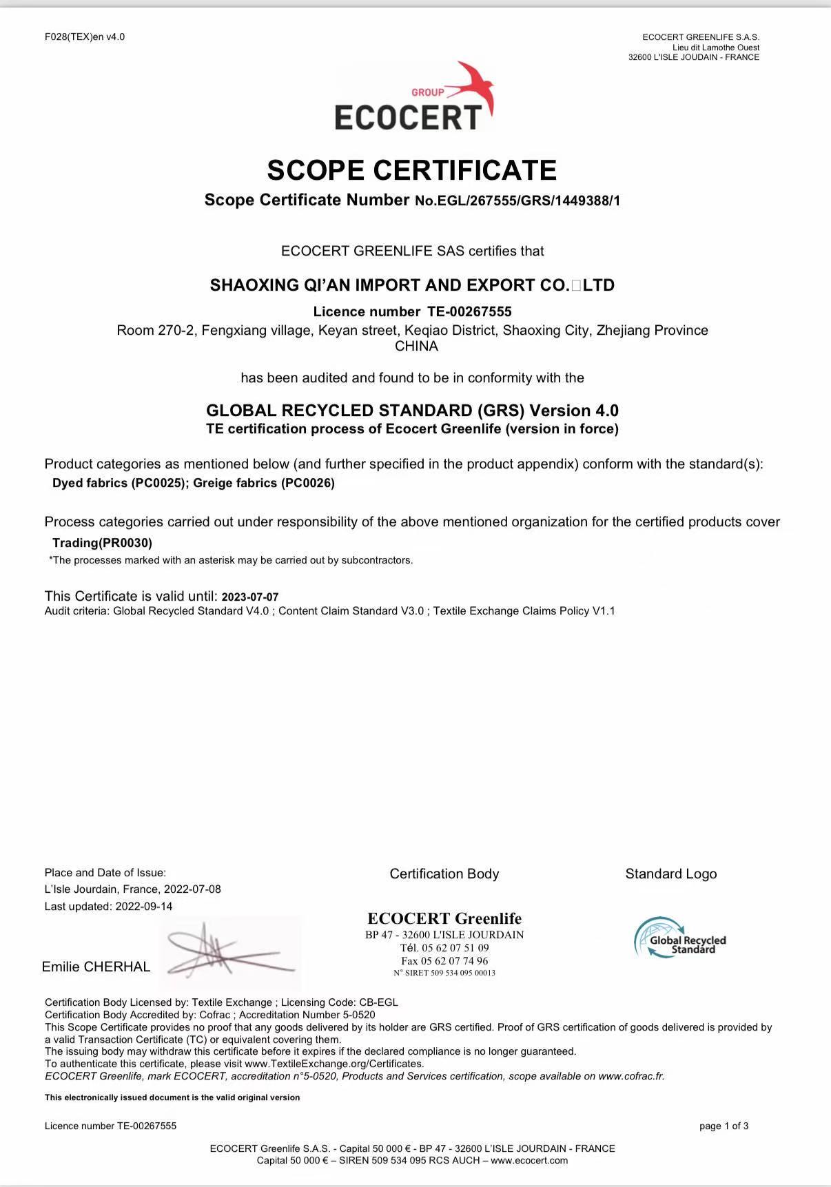 Certificates